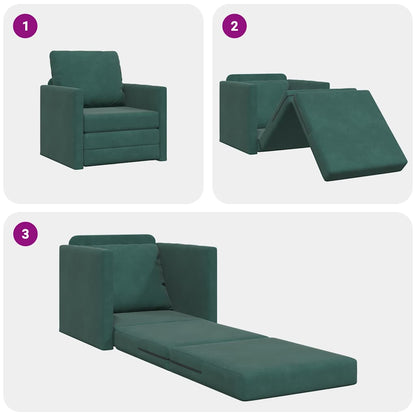 Fußsofa-Bett mit Kissen Dunkelgrün 74 x 77 x 81 cm Samt