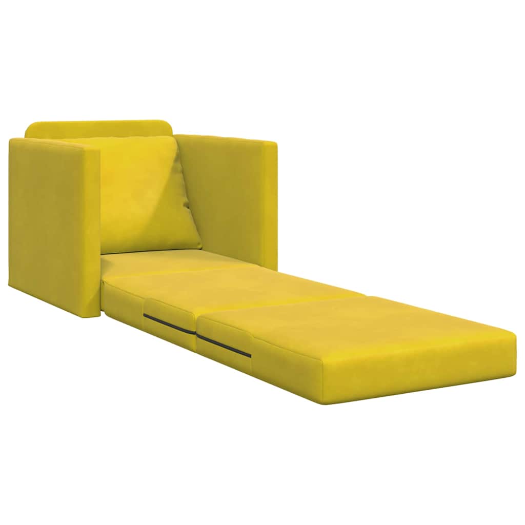 Fußsofa-Bett mit Kissen Dunkelgelb 74 x 77 x 81 cm Samt