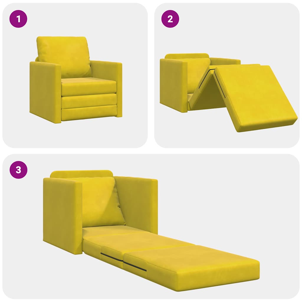 Fußsofa-Bett mit Kissen Dunkelgelb 74 x 77 x 81 cm Samt