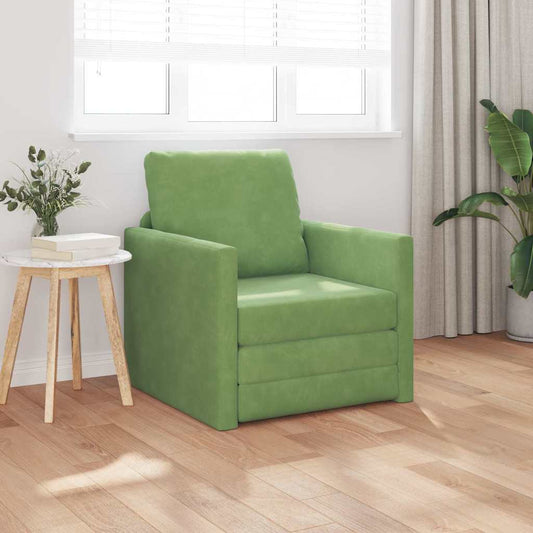 Fußsofa-Bett mit Kissen Hellgrün 74 x 77 x 81 cm Samt