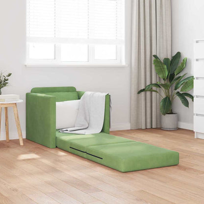 Fußsofa-Bett mit Kissen Hellgrün 74 x 77 x 81 cm Samt