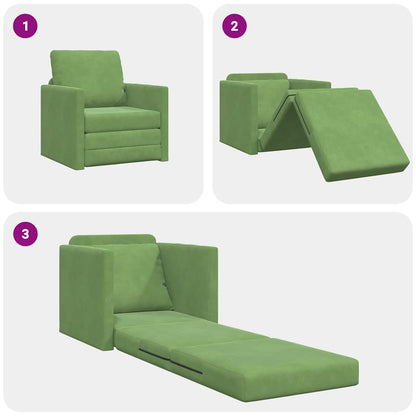 Fußsofa-Bett mit Kissen Hellgrün 74 x 77 x 81 cm Samt