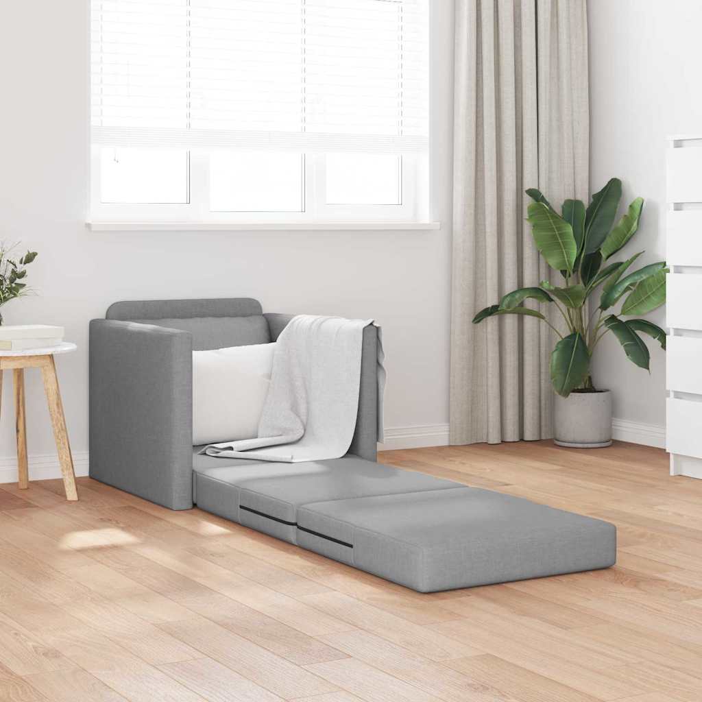 Boden-Schlafsofa mit Kissen Hellgrau 74 x 77 x 81 cm Stoff