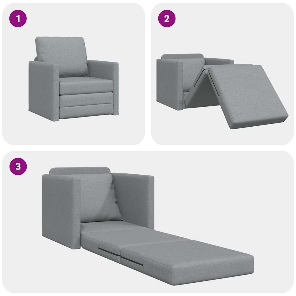 Boden-Schlafsofa mit Kissen Hellgrau 74 x 77 x 81 cm Stoff