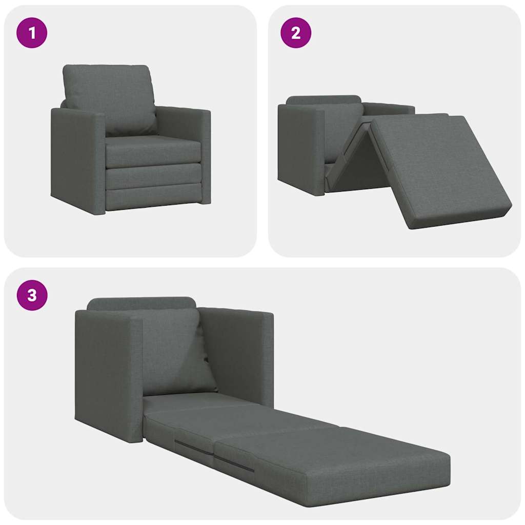 Boden-Schlafsofa mit Kissen Dunkelgrau 74 x 77 x 81 cm Stoff