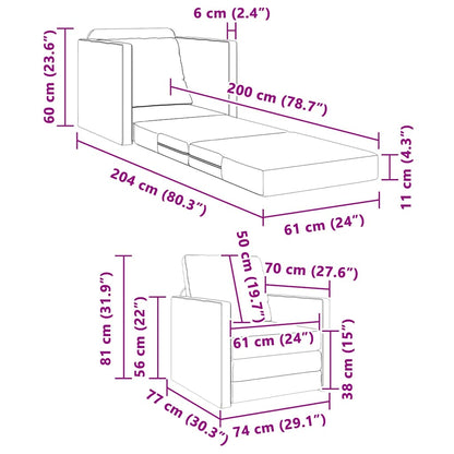 Boden-Schlafsofa mit Kissen Dunkelgrau 74 x 77 x 81 cm Stoff