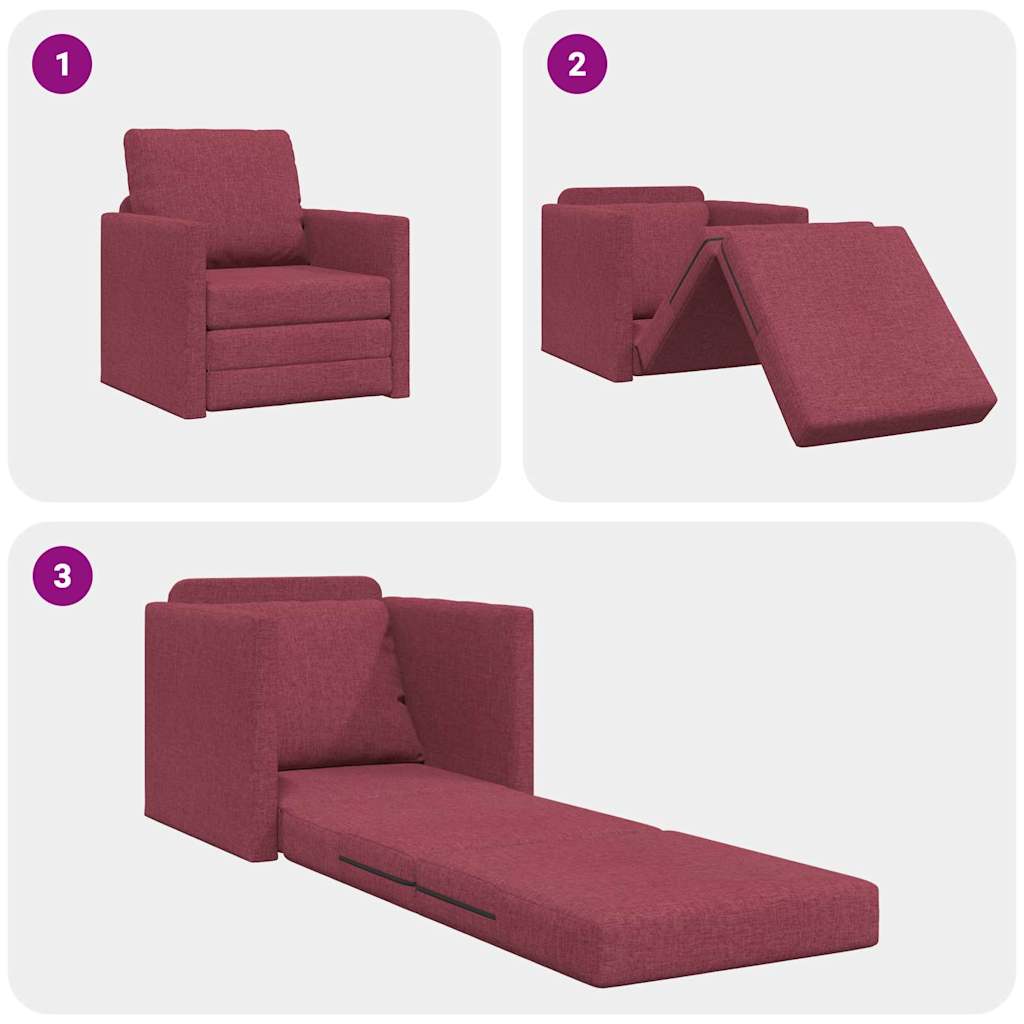 Boden-Schlafsofa mit Kissen Weinrot 74 x 77 x 81 cm Stoff