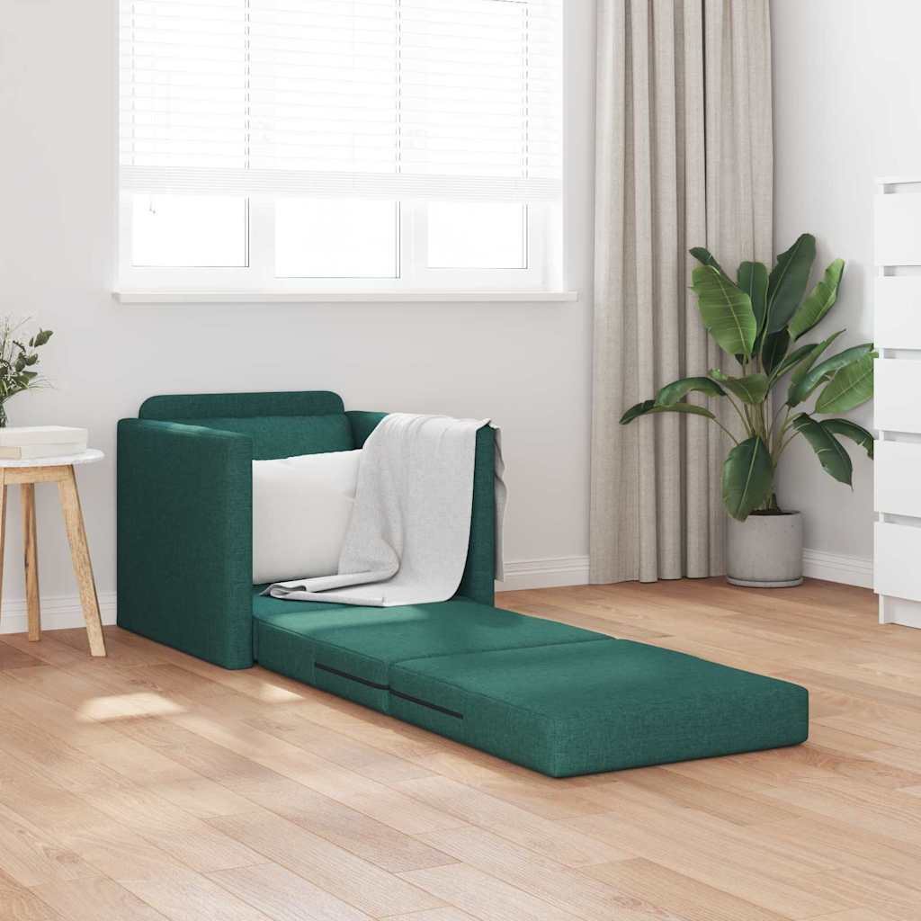Boden-Schlafsofa mit Kissen Dunkelgrün 74 x 77 x 81 cm Stoff