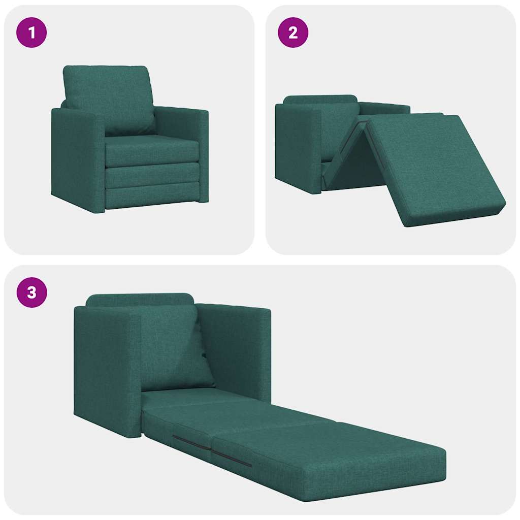 Boden-Schlafsofa mit Kissen Dunkelgrün 74 x 77 x 81 cm Stoff