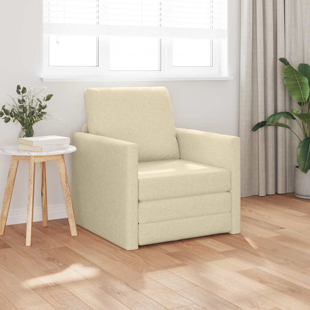 Boden-Schlafsofa mit Kissen Creme 74 x 77 x 81 cm Stoff