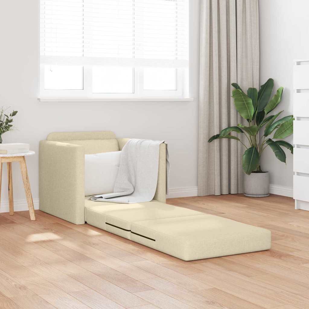 Boden-Schlafsofa mit Kissen Creme 74 x 77 x 81 cm Stoff