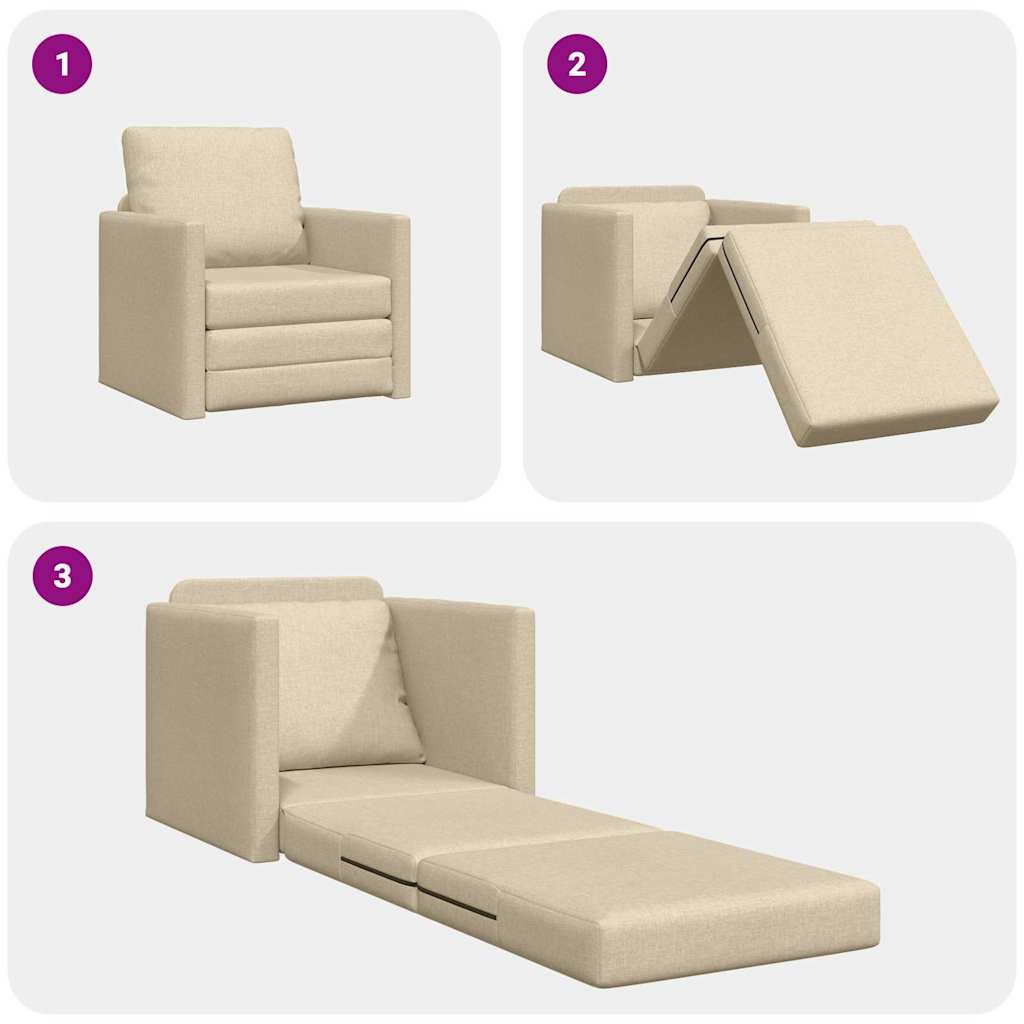 Boden-Schlafsofa mit Kissen Creme 74 x 77 x 81 cm Stoff