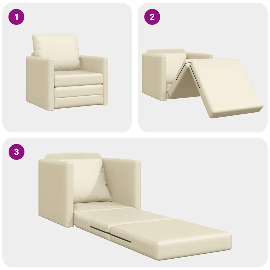 Boden Schlafsofa mit Kissen Creme 74 x 77 x 81 cm Kunstleder