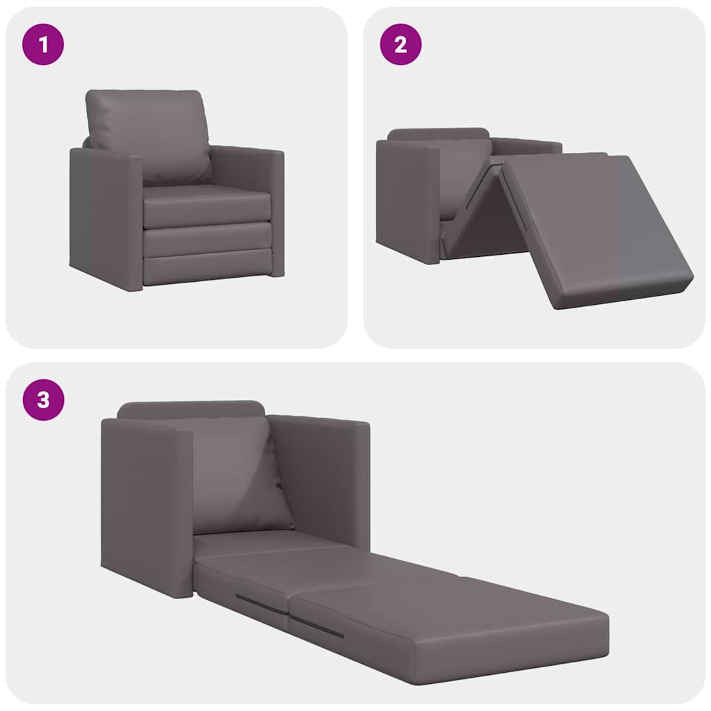 Boden Schlafsofa mit Kissen Grau 74 x 77 x 81 cm Kunstleder