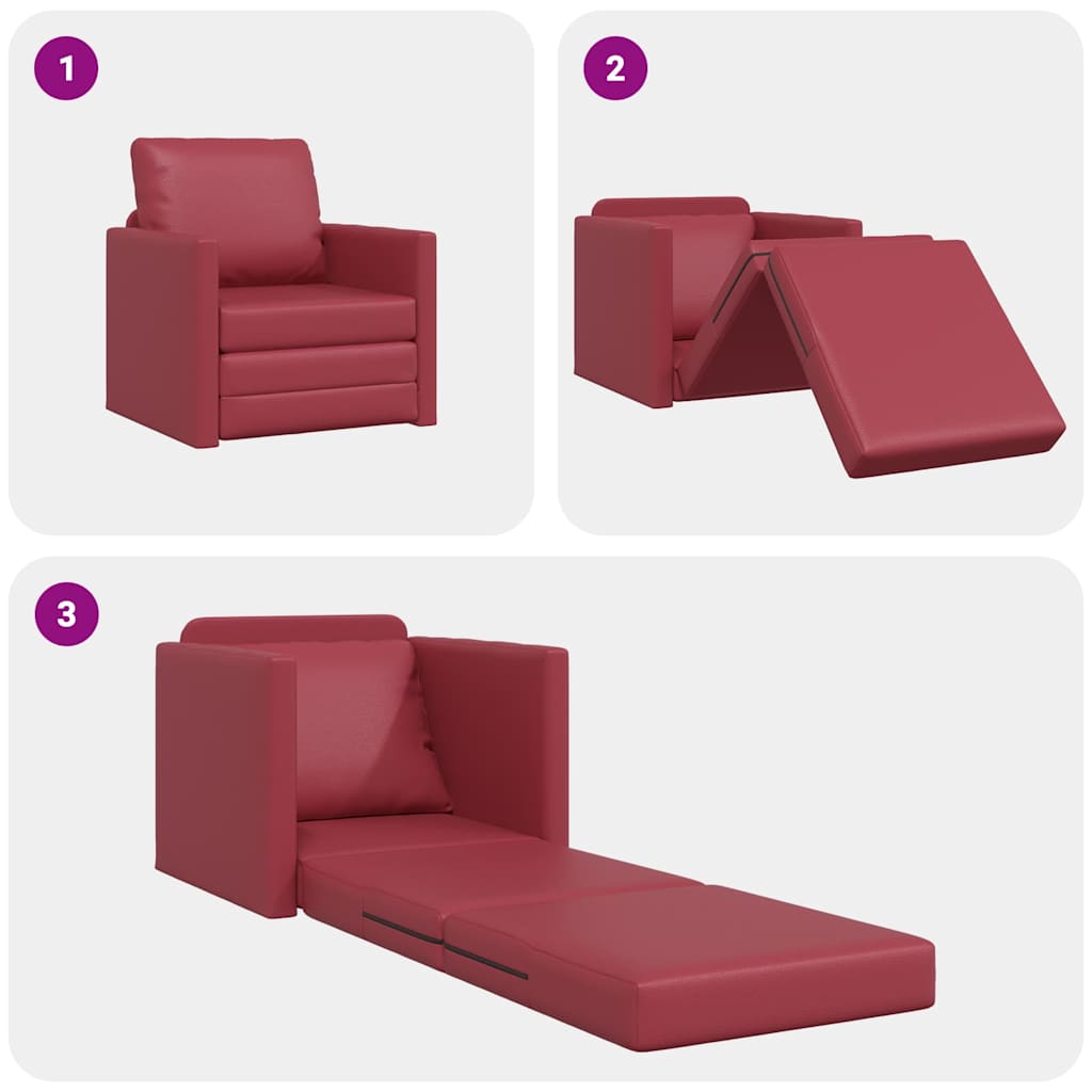 Boden Schlafsofa mit Kissen Weinrot 74 x 77 x 81 cm Kunstleder