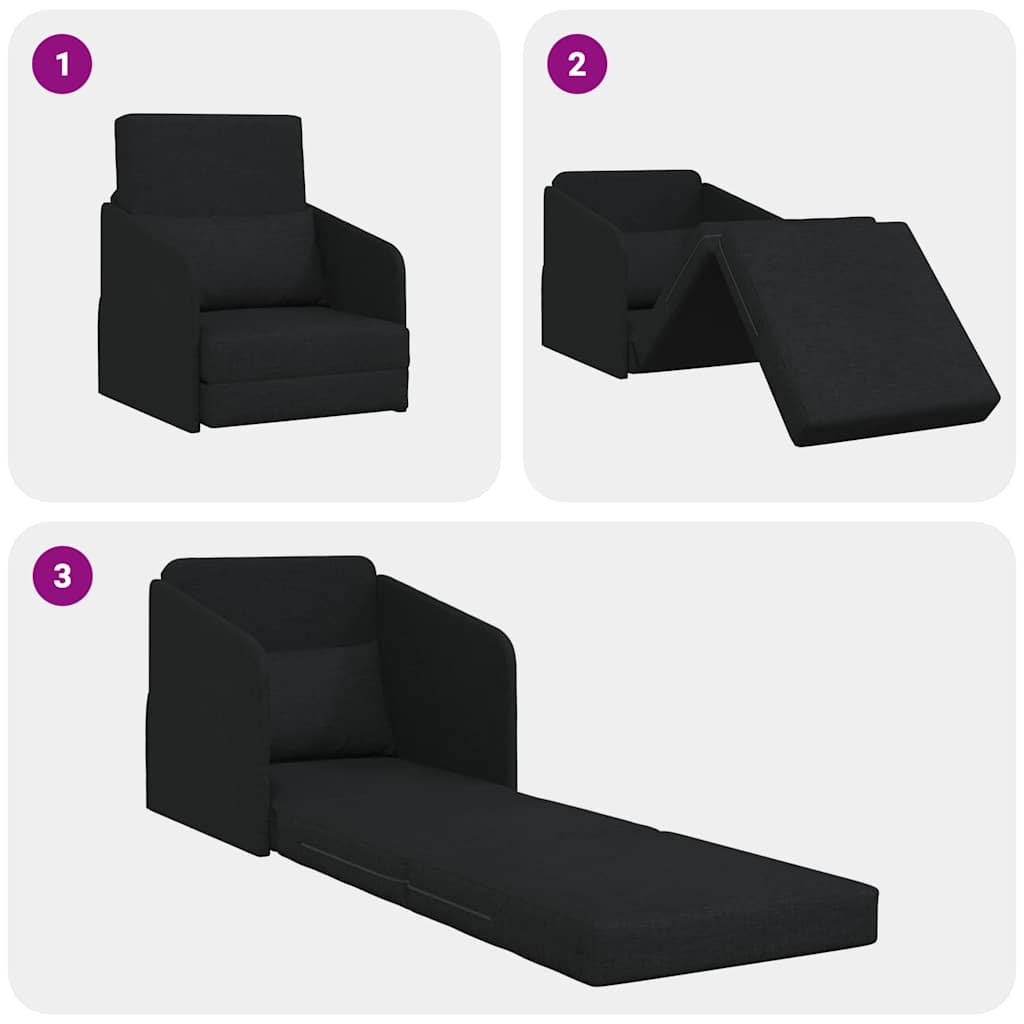 Sofa Bett Schwarz 65 x 80 x 83 cm Stoff