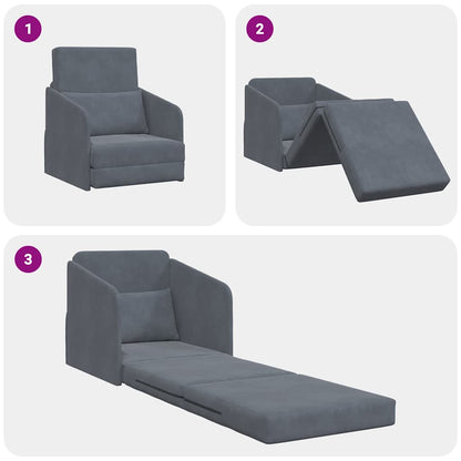 Sofa Bett Dunkelgrau 65 x 80 x 83 cm Samt