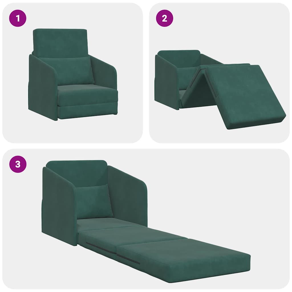 Sofa Bett Dunkelgrün 65 x 80 x 83 cm Samt