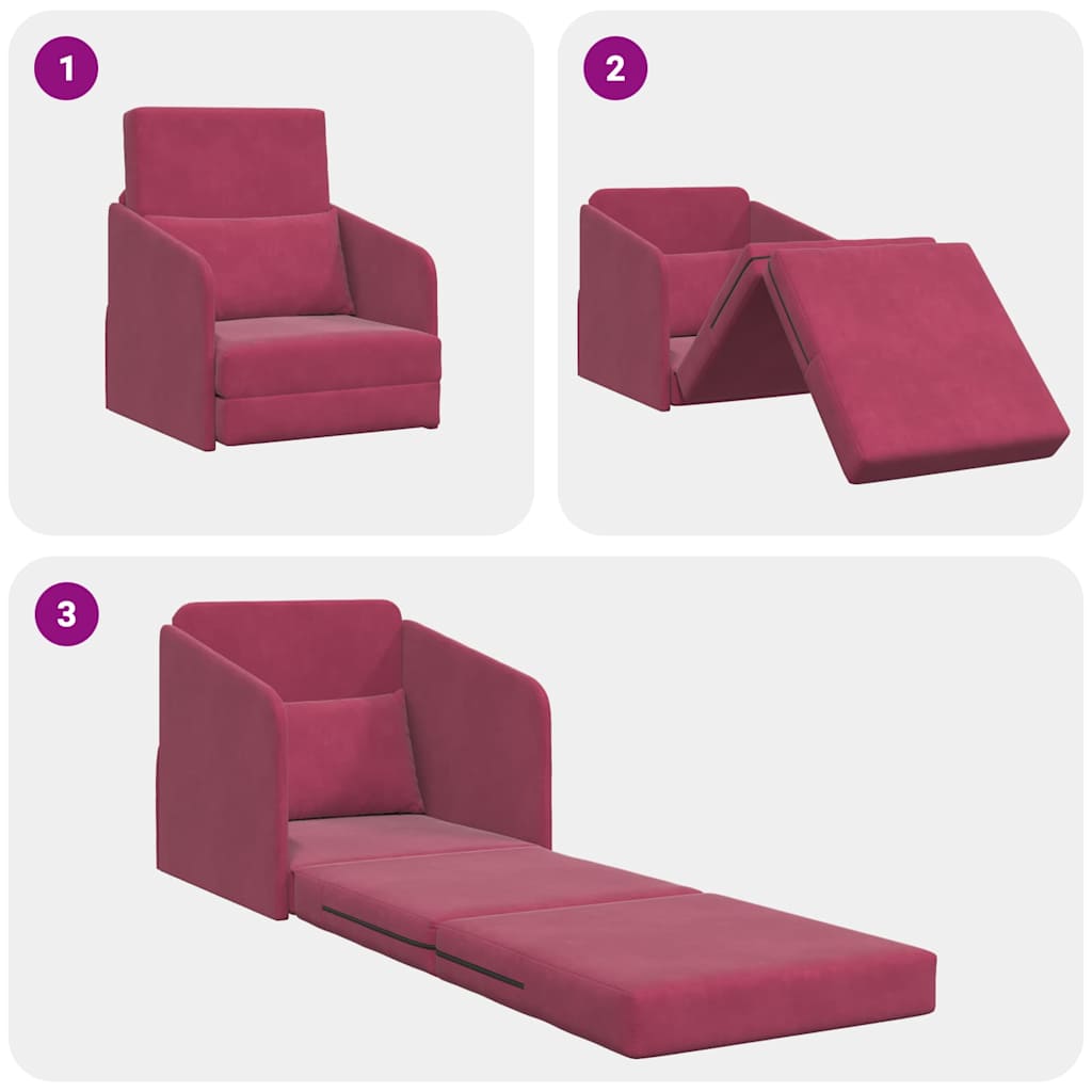 Sofa Bett Weinrot 65 x 80 x 83 cm Samt
