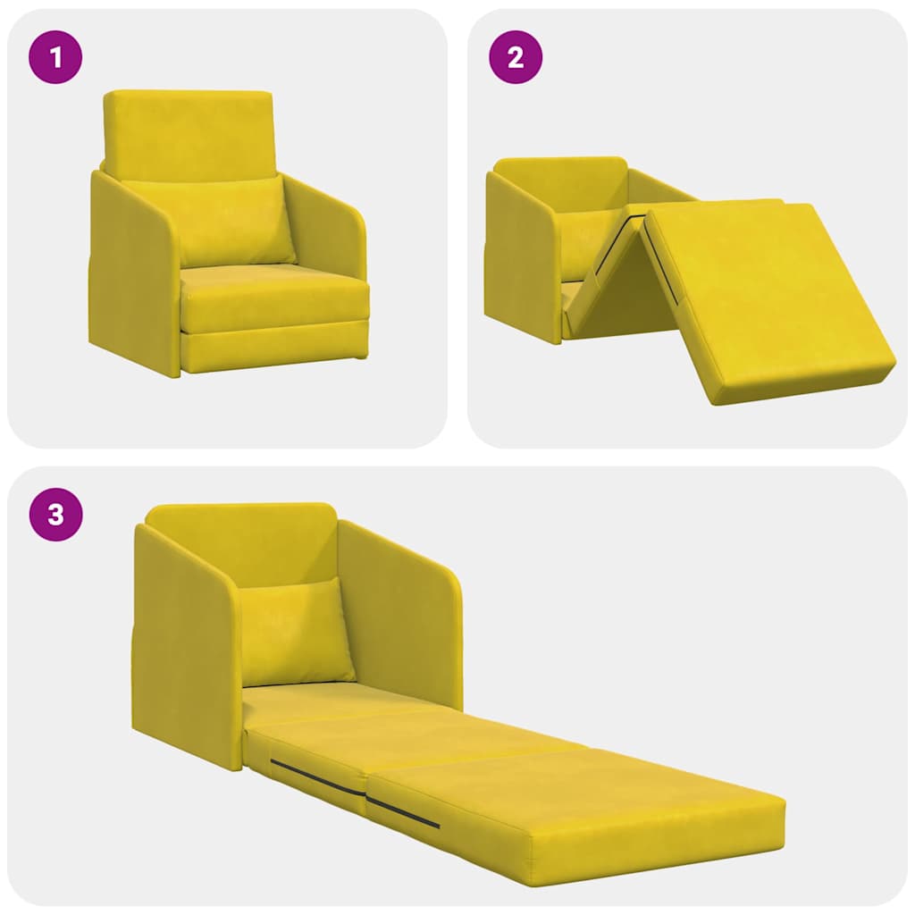 Sofa Bett Gelb 65 x 80 x 83 cm Samt