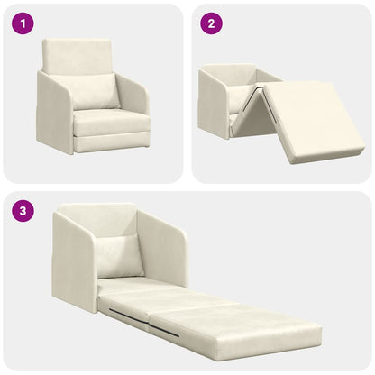 Sofa Bett Creme 65 x 80 x 83 cm Samt