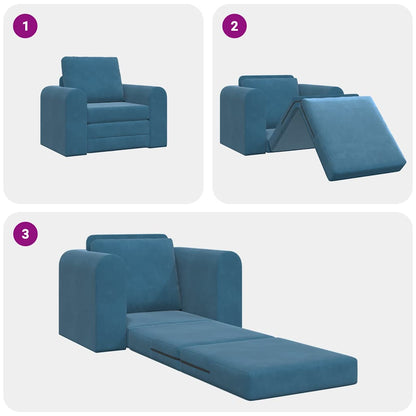 Sofa Bett Blau 98 x 71 x 83 cm Samt