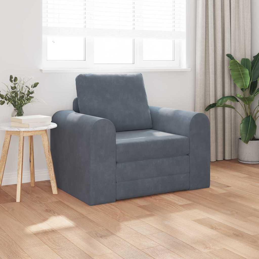 Sofa Bett Dunkelgrau 98 x 71 x 83 cm Samt