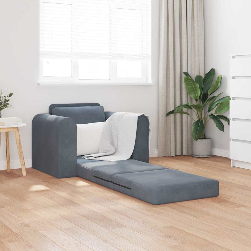 Sofa Bett Dunkelgrau 98 x 71 x 83 cm Samt