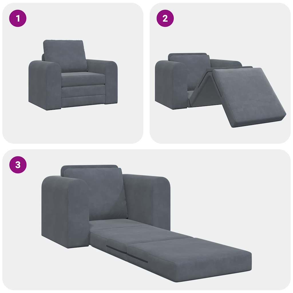Sofa Bett Dunkelgrau 98 x 71 x 83 cm Samt