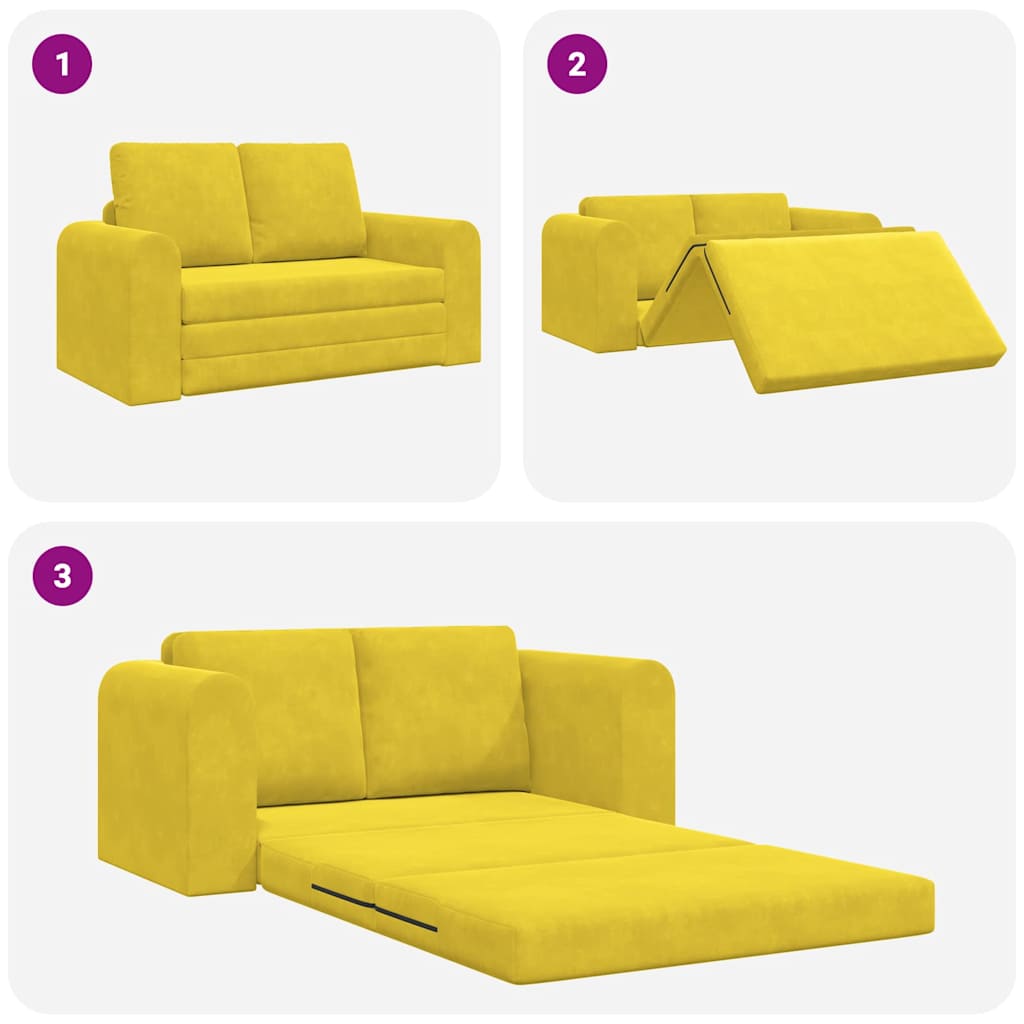 Sofa Bett Gelb 148 x 71 x 83 cm Samt