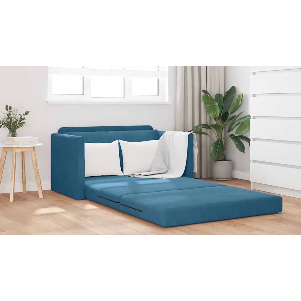 Sofa Bett Blau 124 x 204 x 61 cm Samt