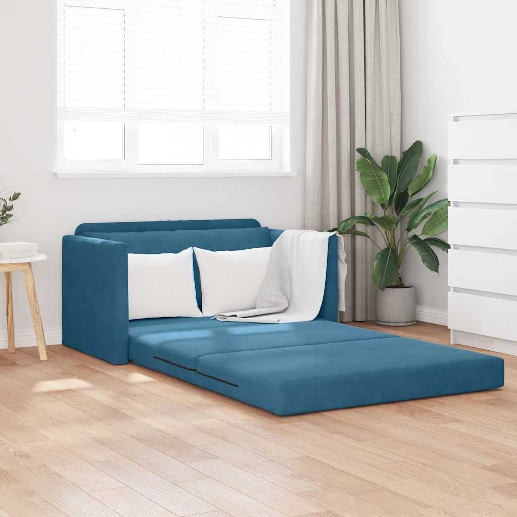 Sofa Bett Blau 124 x 204 x 61 cm Samt