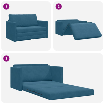Sofa Bett Blau 124 x 204 x 61 cm Samt