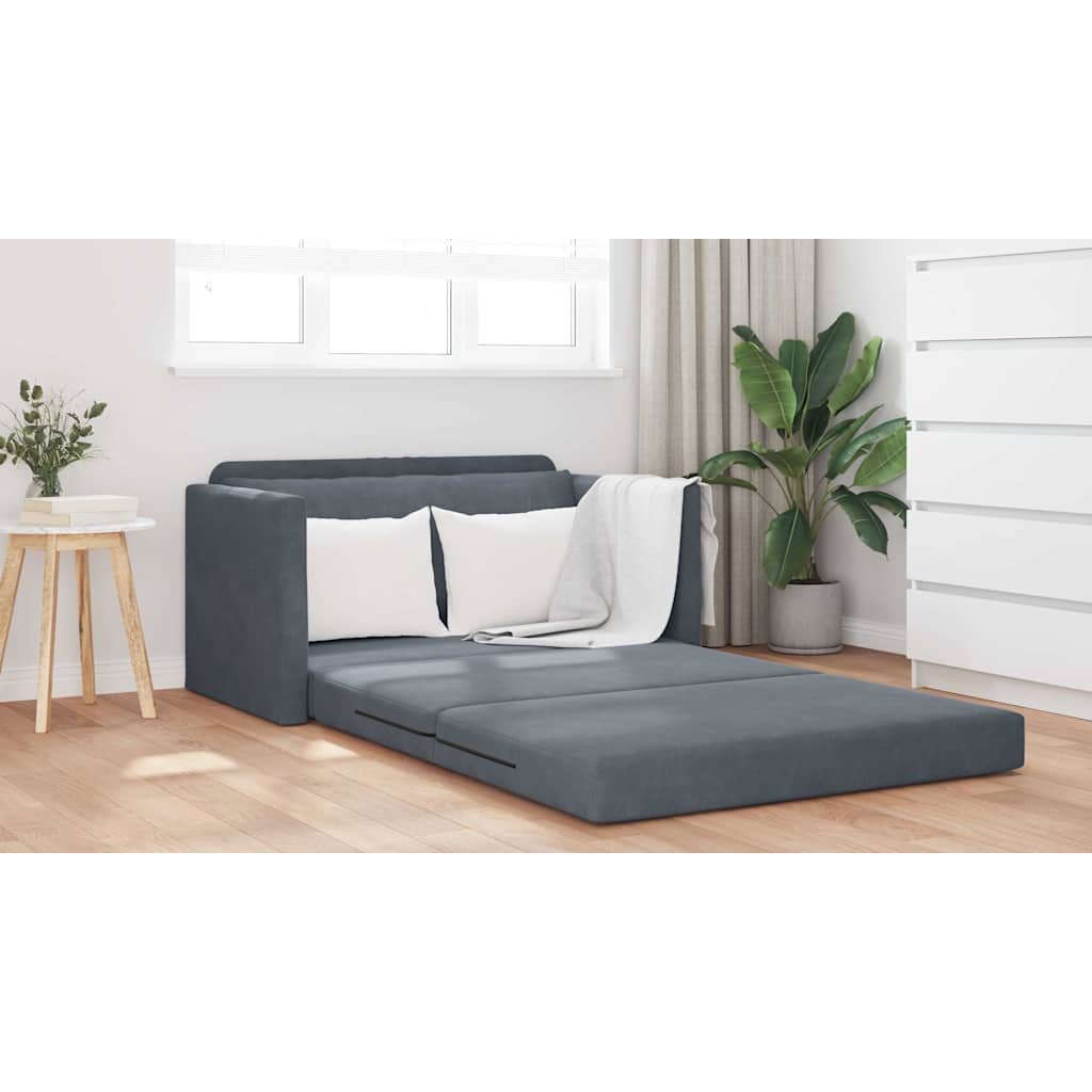 Sofa Bett Dunkelgrau 124 x 204 x 61 cm Samt