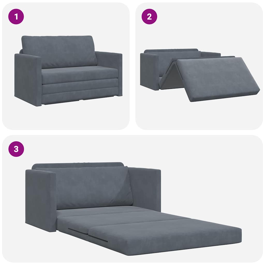 Sofa Bett Dunkelgrau 124 x 204 x 61 cm Samt