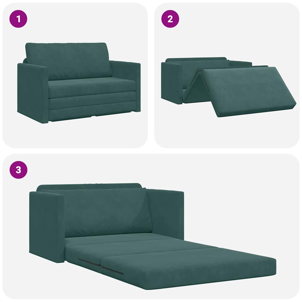 Sofa Bett Dunkelgrün 124 x 204 x 61 cm Samt