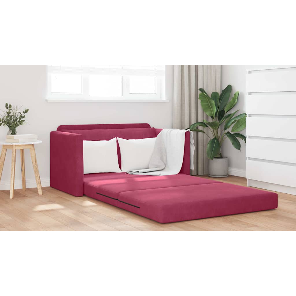 Sofa Bett Weinrot 124 x 204 x 61 cm Samt