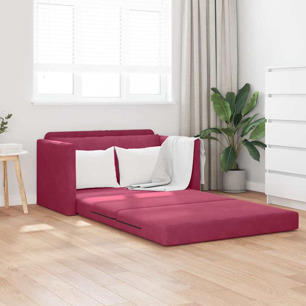 Sofa Bett Weinrot 124 x 204 x 61 cm Samt
