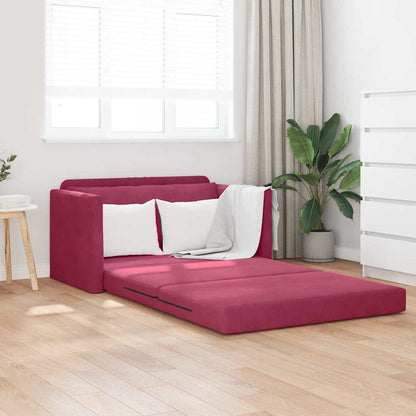 Sofa Bett Weinrot 124 x 204 x 61 cm Samt