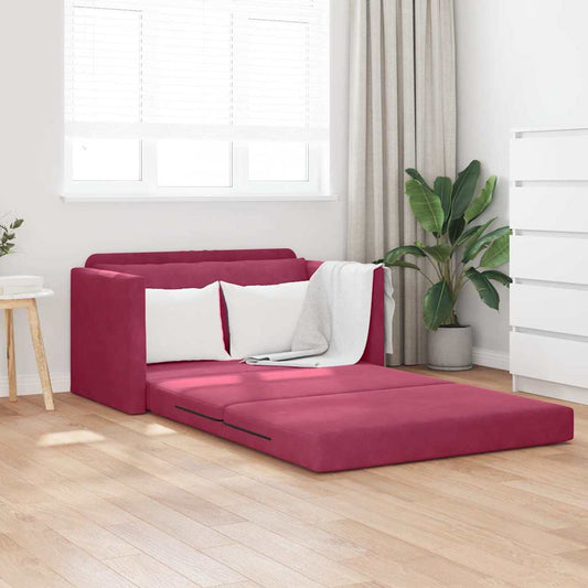 Sofa Bett Weinrot 124 x 204 x 61 cm Samt