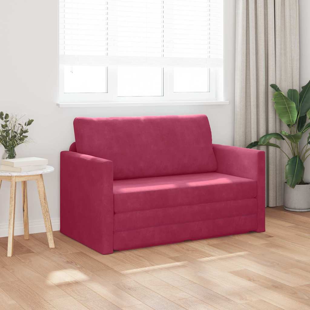 Sofa Bett Weinrot 124 x 204 x 61 cm Samt