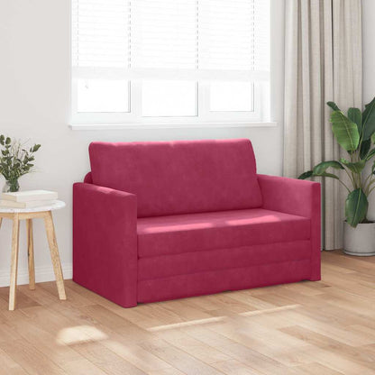 Sofa Bett Weinrot 124 x 204 x 61 cm Samt