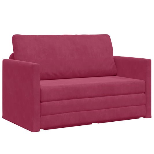 Sofa Bett Weinrot 124 x 204 x 61 cm Samt