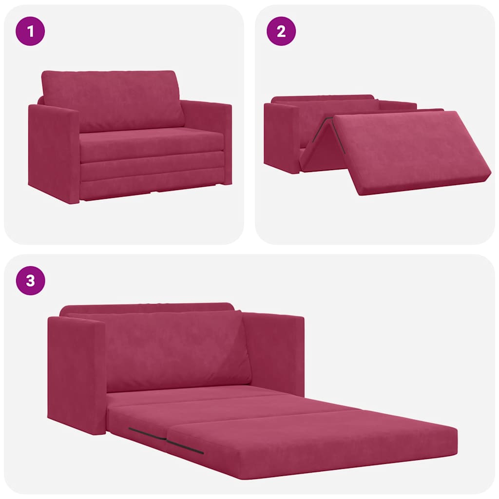 Sofa Bett Weinrot 124 x 204 x 61 cm Samt