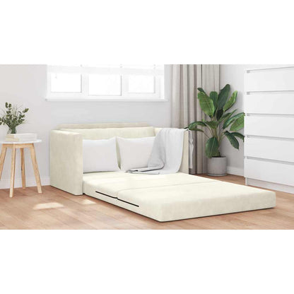 Sofa Bett Creme 124 x 204 x 61 cm Samt