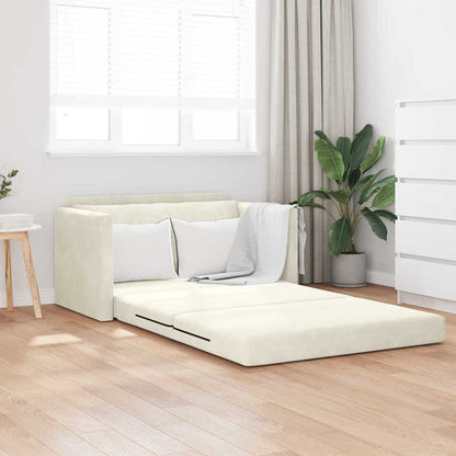 Sofa Bett Creme 124 x 204 x 61 cm Samt
