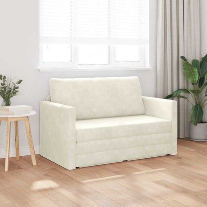 Sofa Bett Creme 124 x 204 x 61 cm Samt