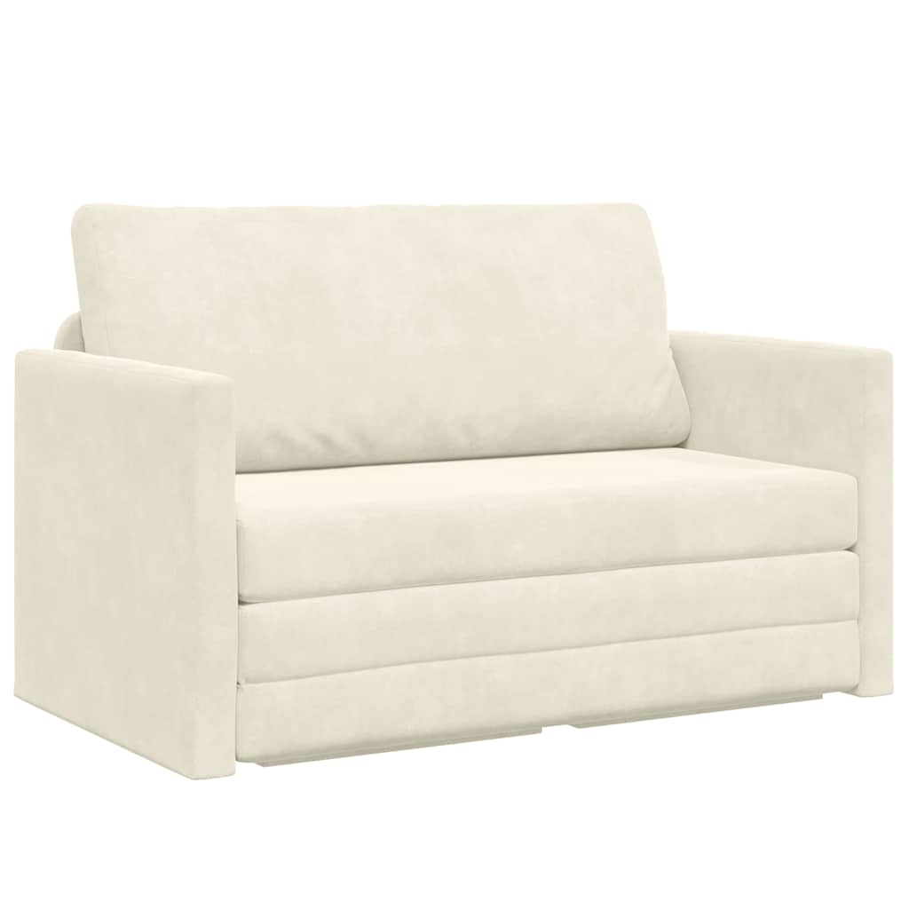 Sofa Bett Creme 124 x 204 x 61 cm Samt