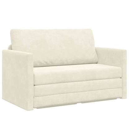 Sofa Bett Creme 124 x 204 x 61 cm Samt