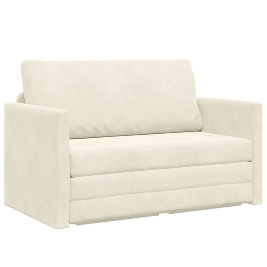 Sofa Bett Creme 124 x 204 x 61 cm Samt